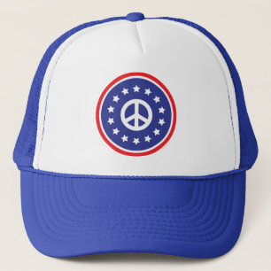 Amerika Red, White, Blue Peace Sign Trucker Pet