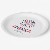 Amerika | Rood wit en blauw vuurwerk Papieren Bordje (Gekanteld)