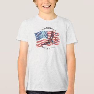 Amerika sinds 1776 Aquarel Vlag/S. Adelaar/Sterren Tri-Blend Shirt