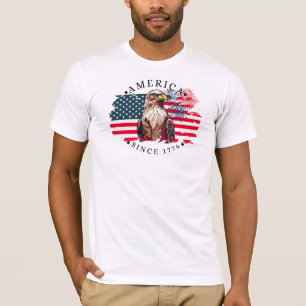 Amerika sinds 1776 met vlag, adelaar en vuurwerk t-shirt