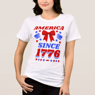 Amerika sinds 1776 Rood Gingham Strik Tri-Blend Shirt