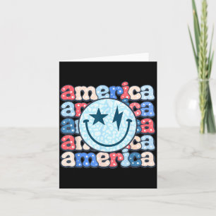 Amerika Smile Face Groovy Patriottisch 4 juli Kaart