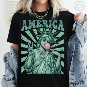 Amerika Standbeeld van Vrijheid Bubble Gum Patriot T-shirt
