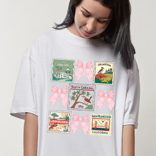 Amerika Staten Coquette Stamp Collectie T-shirt