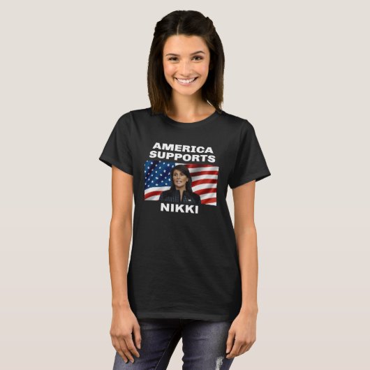 Amerika steunt Nikki Haley T-shirt (Voorkant volledig)
