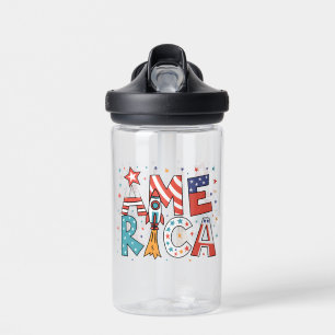Amerika Tekst en Sterren Kleurrijk Design Waterfles