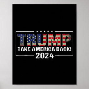 Amerika terug Amerikaanse vlag Trump 2024 Mannen V Poster