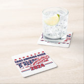 Amerika terug Trump 2024 Vierkante Kartonnen Onderzetter (Insitu)