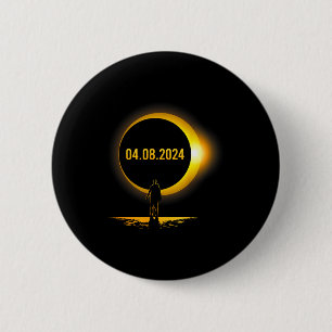 Amerika Totaliteit 04 08 24 Grappige Totale Zonsve Ronde Button 5,7 Cm