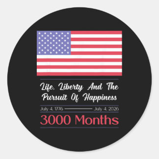 Amerika Usa 3000 Maanden 250 Jaren Juli 4 1776-202 Ronde Sticker