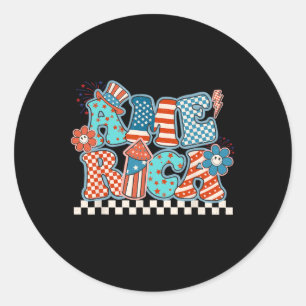 Amerika USA 4 juli voor mannen en vrouwen Ronde Sticker