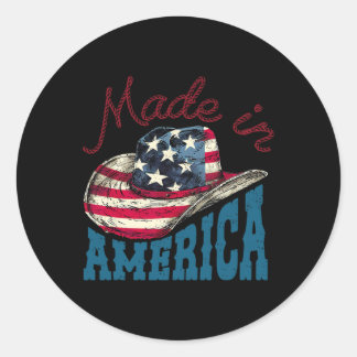 Amerika Usa Vlag Cowboy Hoed 4 juli Patriottisch Ronde Sticker