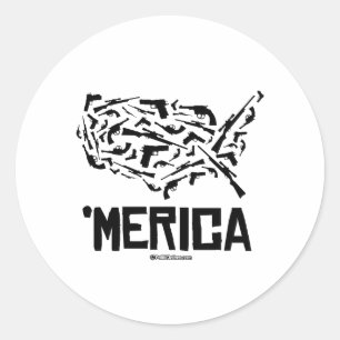 Amerika - Verenigde Staten van Pistool Ronde Sticker