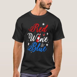 Amerika Verenigde Staten vlag op 4 juli rode wijn  T-shirt