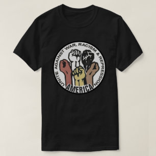 Amerika verenigt zich tegen oorlog, racisme t-shirt