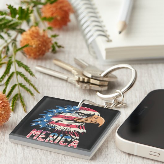 AMERIKA Veterans Day Eagle Vlag en Patriottische P Sleutelhanger (Voorkant Rechts)