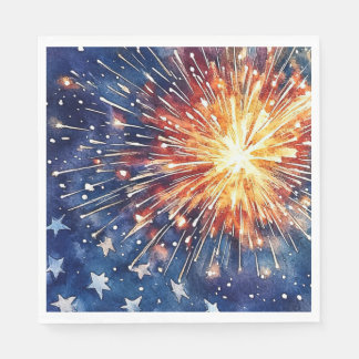 Amerika viering. Sterren en vuurwerk. Servetten