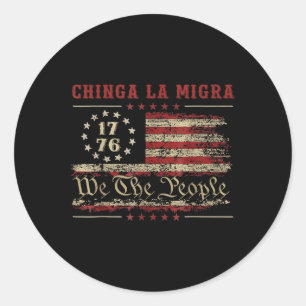 Amerika Vintage Chinga La Migra T-shirt Voor Manne Ronde Sticker