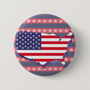 Amerika Vlag en Kaart Sterren en Strepen Ronde Button 5,7 Cm