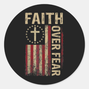 Amerika Vlag Geloof Over Angstgebed Christelijk C Ronde Sticker