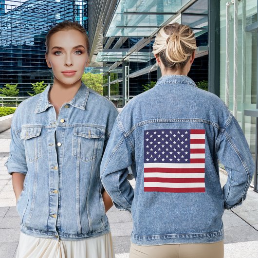Amerika Vlag Rood Wit Blauw Patriottisch Vrouwen Denim Jacket