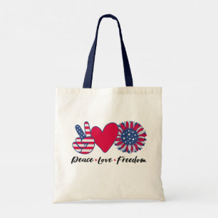 Amerika. Vrede. Liefde. Vrijheid. Boodschappentas Tote Bag
