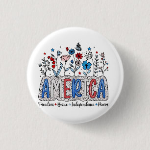 Amerika Vrijheid Dappere onafhankelijkheid Macht 4 Ronde Button 3,2 Cm