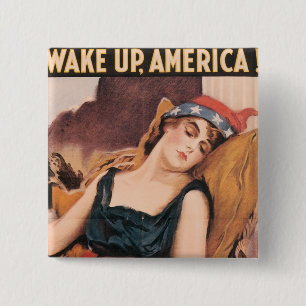 Amerika wakker maken vierkante button 5,1 cm