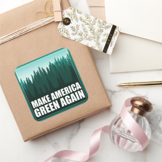 Amerika weer groen maken vierkante sticker (Geschenken)