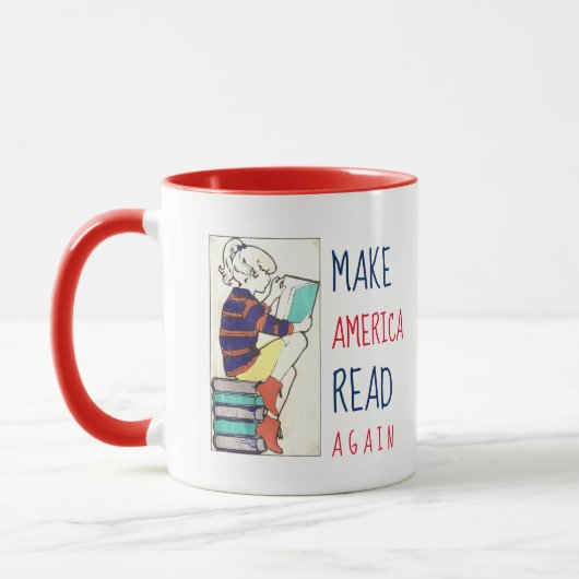 Amerika weer laten lezen Literacy Red Handle Mok (Links)