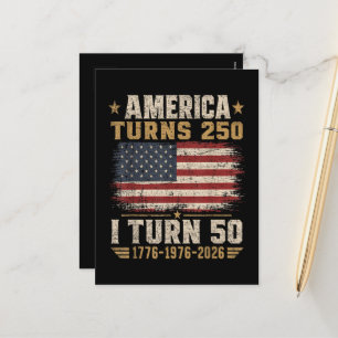 Amerika wordt 250 ik word 50 feestdagenkaart