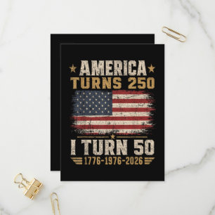 Amerika wordt 250 ik word 50 uitnodiging briefkaart