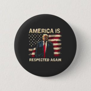 Amerika wordt weer gerespecteerd Trump USA 4 juli Ronde Button 5,7 Cm