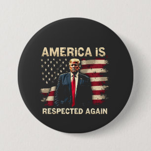 Amerika wordt weer gerespecteerd Trump USA 4 juli Ronde Button 7,6 Cm