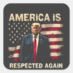 Amerika wordt weer gerespecteerd Trump USA 4 juli Vierkante Sticker