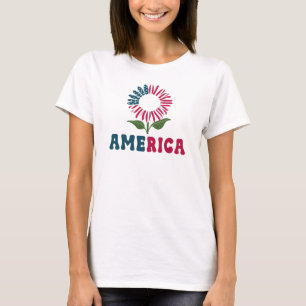 Amerika Zonnebloem, 4 juli Vlag T-shirt