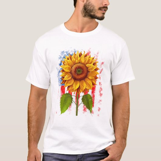 Amerika Zonnebloem Amerikaans T-shirt (Voorkant)