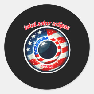 Amerika zonsverduistering texas 4.8.24 totale zons ronde sticker