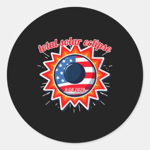 Amerika zonsverduistering texas 4.8.24 totale zons ronde sticker