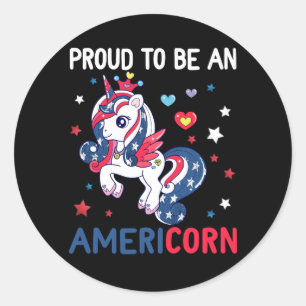 Amerikaan Eenhoorn 4 juli Mericorn Merica Inde Ronde Sticker
