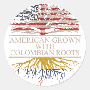 Amerikaan met colombiaanse wortels ronde sticker
