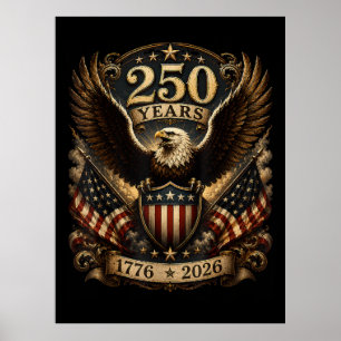 Amerikaans 1776 2026 250ste 4de Juli Patriottische Poster