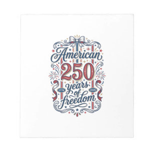 Amerikaans 250 Jaar Vrijheid Patriottisch T-shirt Notitieblok