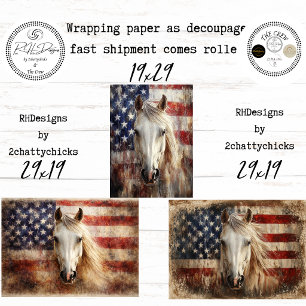 Amerikaans 250-jarig jubileum Paarden Vlaggen Deco Inpakpapier Vel