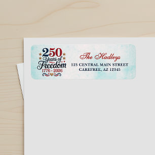 Amerikaans 250-jarig jubileum retouradreslabel etiket