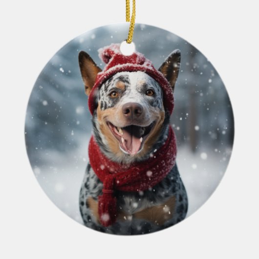 Amerikaans Australisch vee hond Keepsake Kerstmis Keramisch Ornament (Voorkant)