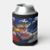 Amerikaans Bald Eagle Wolf Flag Patriotic Blikjeskoeler (Blikje Voorkant)