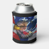 Amerikaans Bald Eagle Wolf Flag Patriotic Blikjeskoeler (Blikje Achterkant)