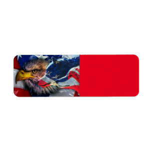 Amerikaans Bald Eagle Wolf Flag Patriotic Etiket