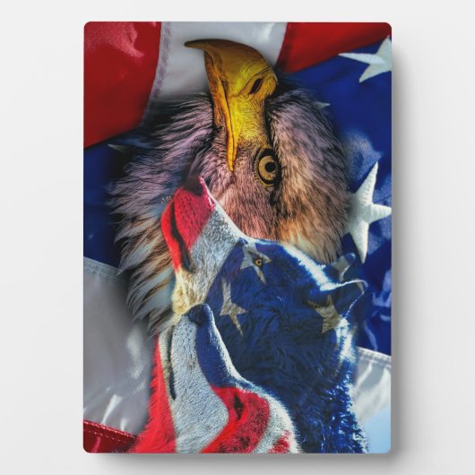 Amerikaans Bald Eagle Wolf Flag Patriotic Fotoplaat (voorkant)